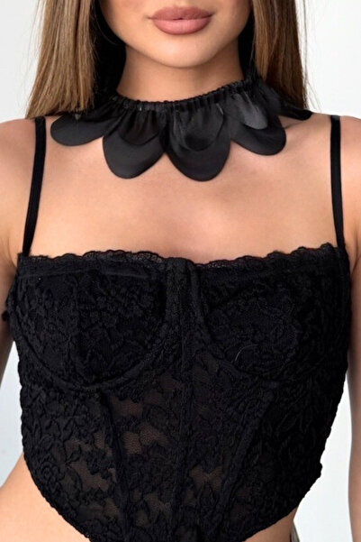 Trend aksesuar Parlak Çift Katlı Tafta Kumaş Kolye