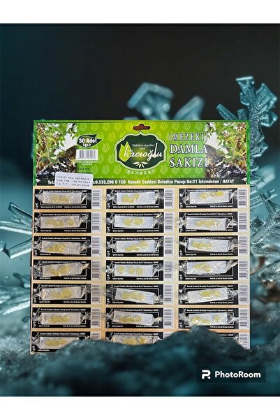 Hacıoğlu baharat Hatay Yöresel Damla Sakızı Mezeki Sakızı Kartela 1 gr X 21 A...