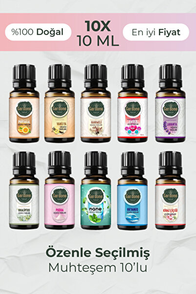 Gardone 10'lu Set Uçucu Yağ Buhurdanlık Yağı Doğal Yağlar Oda Kokusu Esansiye...
