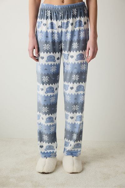 Penti Multicolored Snowflakes Fuzzy Pants Pajama Bottoms