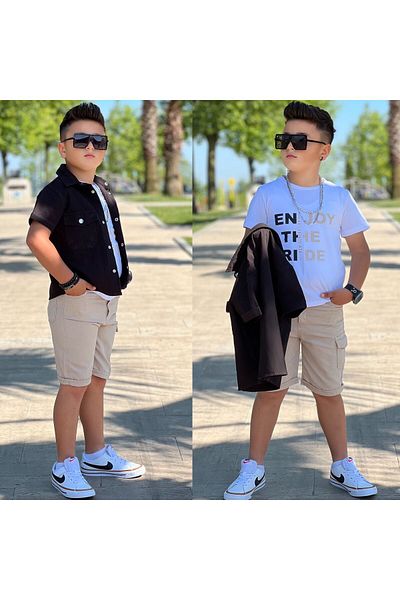 Uslukids 3-Piece Set with T-Shirt, Short Sleeve Jacket and Shorts