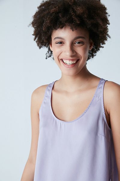 Penti Lilac Gingham Satin Crop Singlet