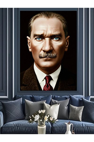 Tablomega Mustafa Kemal Atatürk Portrait Decorative Canvas - Mdf Wooden Painting