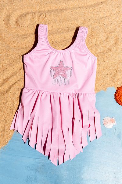 Beniizle Star Detailed Skirted Girl's Swimsuit