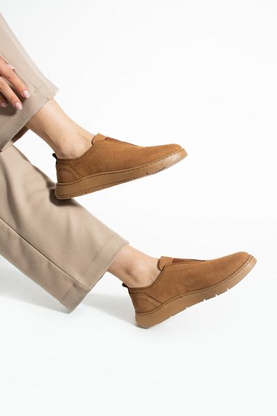 Getcho Brenner Women's Genuine Leather Tan Nubuck Women's Casual Shoes