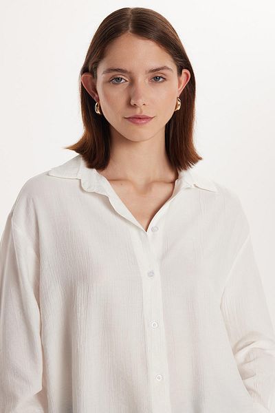 Tudors Women's Regular Fit Long Sleeve Ecru Shirt with Back Tie Detail