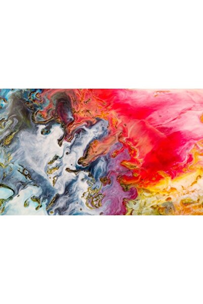 ve Tablou Canvas, Abstract, Rosu, Alb, Galben, 80 x 50 cm, Rama lemn, Multicolor