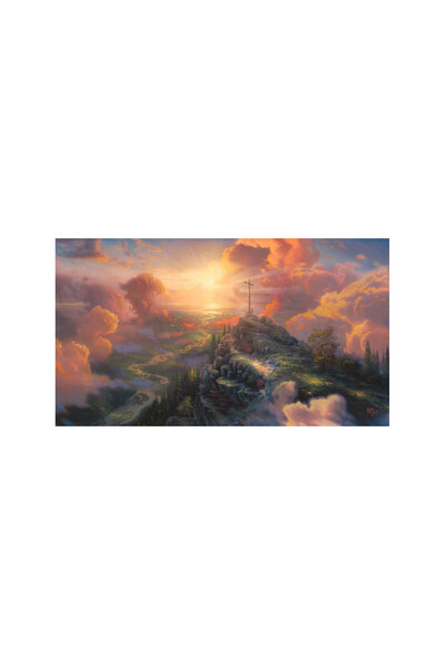 ve Tablou Canvas, Peisaj, religie, cruce, Iisus, rau, munte, 80 x 50 cm, Mult...