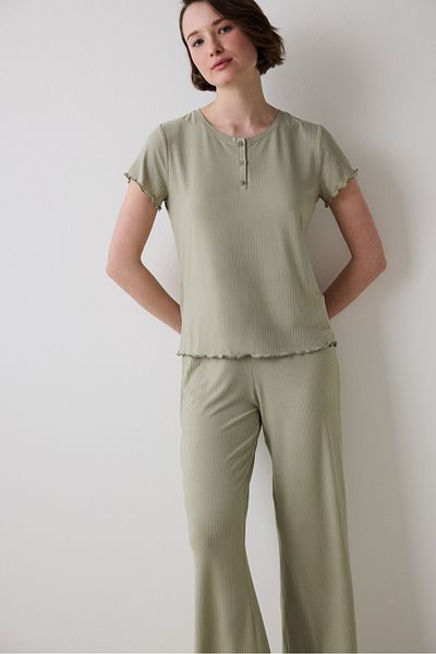Penti Bloom Solid Khaki T-Shirt-Pyjama-Oberteil