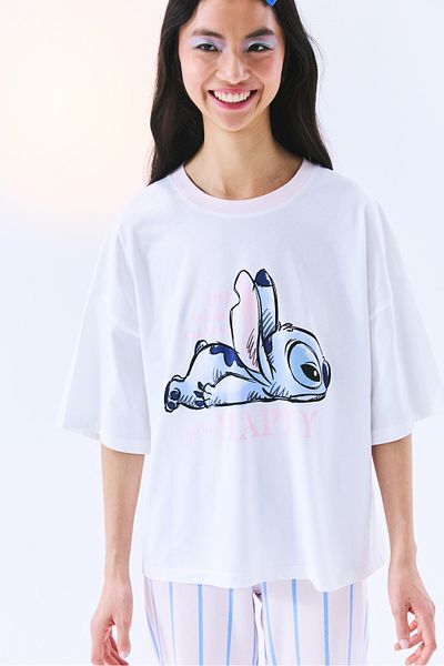 Penti Set pijama albă optică Stitch Happy Pants - Colecția Stitch