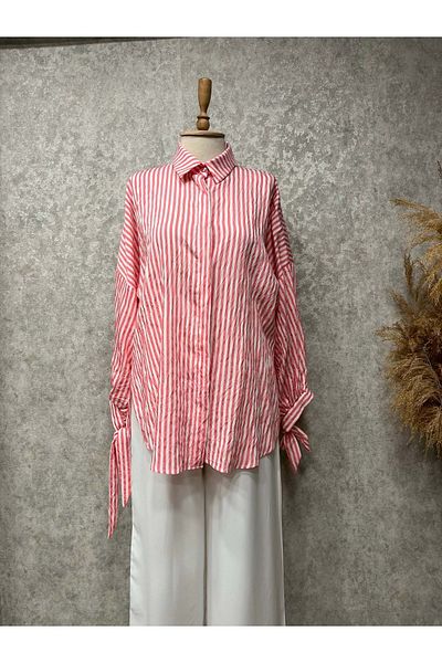 Beray 25Y7939 Suit Tunic Trousers Striped Sleeve Tie-Up Pink