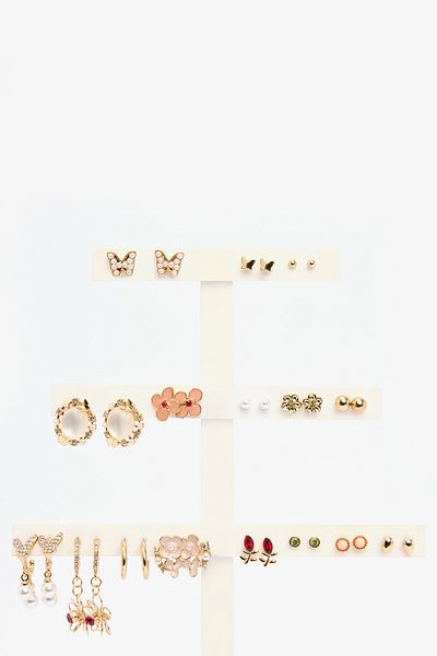 Penti Σετ σκουλαρίκια Mix Flower Gold Color