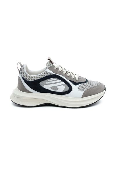 Greyder 18510 Gray White Genuine Leather Men's Sports Shoes