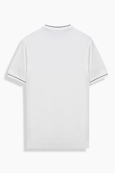 Sarar Interview Woven Rayon Knitwear Crew Neck T-Shirt White