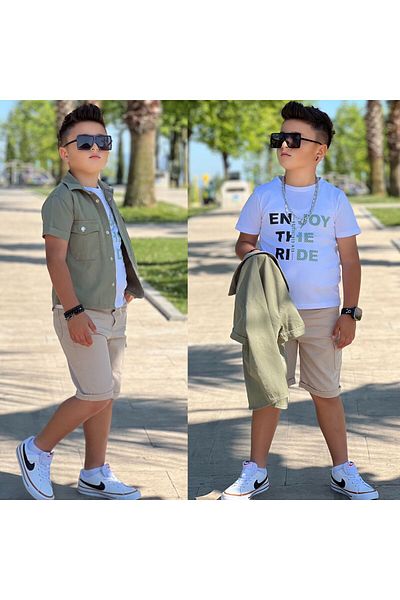 Uslukids 3-Piece Set with T-Shirt, Short Sleeve Jacket and Shorts