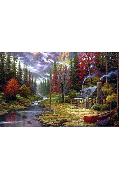 ve Tablou Canvas, Cabana ideala 2, Peisaj, Toamna, Munte, Copaci, Casuta 80 x...