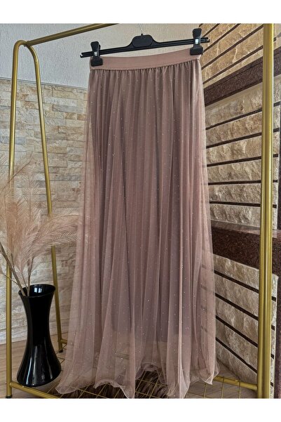 Nisa Luxury Boutique Elastic Waist Tulle Stylish Stone Spreading Skirt