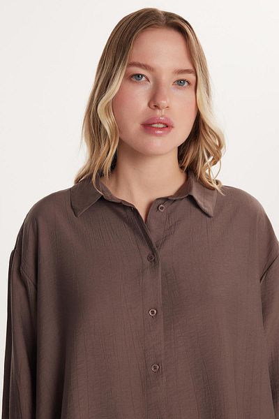 Tudors Women's Regular Fit Long Sleeve Gray Shirt with Back Tie Detail