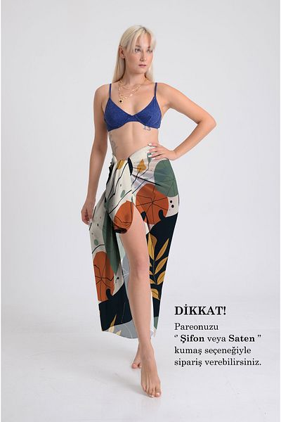 DESENİX Mystic Cat Print Pareo - 100X145 cm - Silky Chiffon & Luxury Satin Fabric Option - Beach Dress