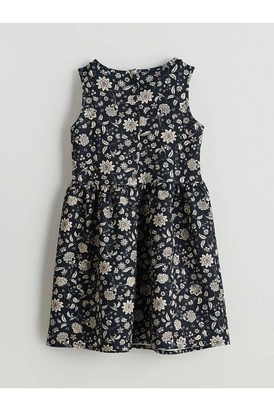 LC Waikiki Lcw Eco Black Crew Neck Floral Girl's Dress