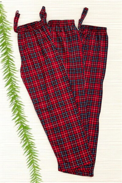 Pi Giyim Pantaloni de pijama de vară în carouri cu panglică pentru femei 3 bucăți