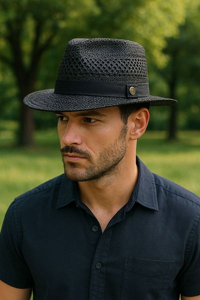 LAGRANZE Straw Hand Knitted Men's Cowboy Hat