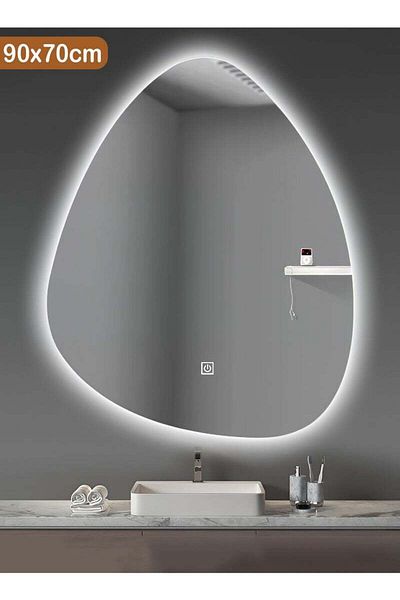 Taimi Irregular Touch Control Wall Mirror with 3 Colors LED Backlit for Bathroom and Bedroom 90x70cm