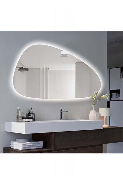 Taimi Irregular Touch Control Wall Mirror with 3 Colors LED Backlit for Bathroom and Bedroom 120x75cm