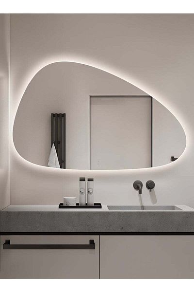 Taimi Irregular Touch Control Wall Mirror with 3 Colors LED Backlit for Bathroom and Bedroom 130x80cm