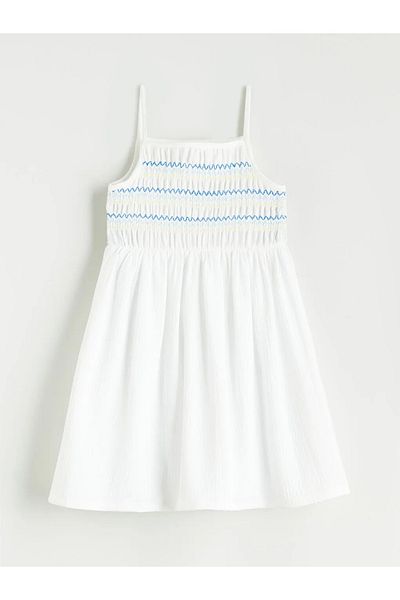 LC Waikiki Lcw Kids White Square Collar Girl Dress