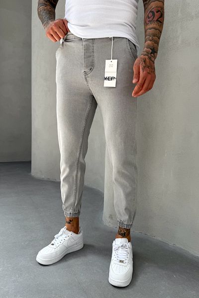 MADZEYMODA Leg Elastic Lycra Denim Fabric Men's Gray Jean Jeans Trousers Ke-560