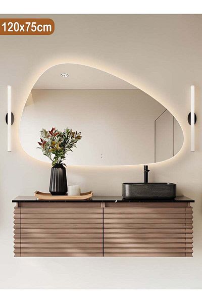 Taimi Irregular Touch Control Wall Mirror with 3 Colors LED Backlit for Bathroom and Bedroom 120x75cm