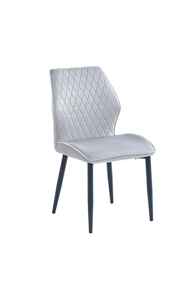 Generic Dining Chair with Metal Legs - Living Room Chair - Velvet Armless chair - Kitchen Chair Light Grey