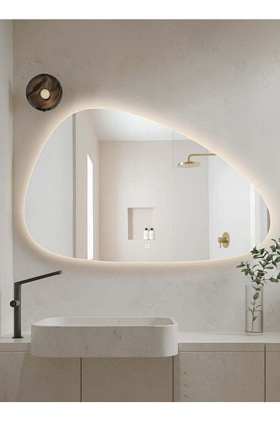 Taimi Irregular Touch Control Wall Mirror with 3 Colors LED Backlit for Bathroom and Bedroom 90x70cm