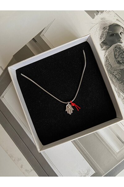 Arsaley Collection Hamsa ve Şans İpi Detaylı Çelik Yılan Zincirli Gümüş Renk ...