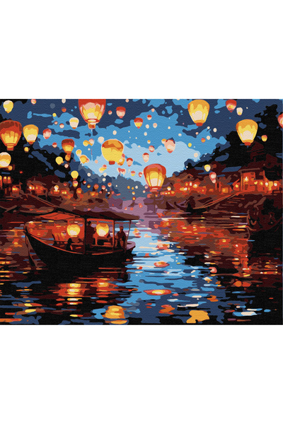 İZSA HOBİ Sayılarla Boyama Hobi Seti 40x50 Çerçeveli Numaralı Tuval Fırça Boy...