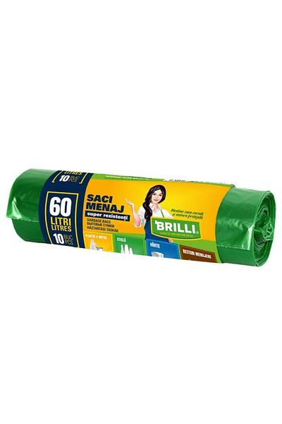 Cesiro Saci de curățare Brilli 60l, set 10, verde Sr