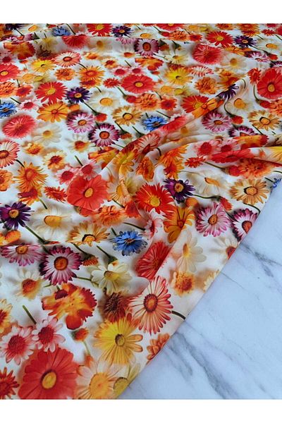 ipekkumaş Țesătură creponată cu model de flori Rochie Fusta Cămașă Pantaloni largi PRODUSUL NOU ESTE VÂNZAT CA BUC 1 BUC 1 METR