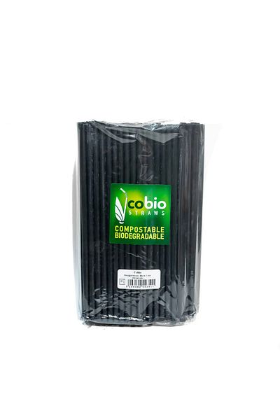 Cesiro Set 150 Paie Biodegradabile, Compostabile, Drepte, Negre, 250x8mm