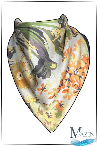 MAZEN “Women's Special Patterned Chiffon Scarf – Soft Texture, Colorful Elegance” 50X50 cm