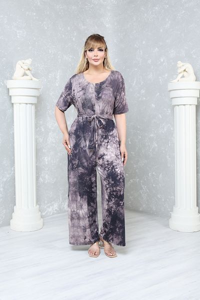MJORA Large Size Comfortable Patterned Viscose Knitted Jumpsuit