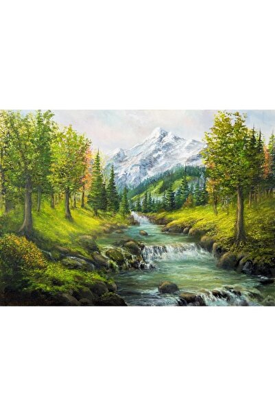 ve Tablou Canvas, Peisaj, rau, padure, munte, pictura, 80 x 60 cm