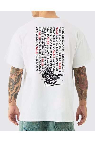 Uniquetex Vek Göktürk Alphabet Special Design Oversize T-shirt Orhun Inscriptions Τουρκική εκτύπωση