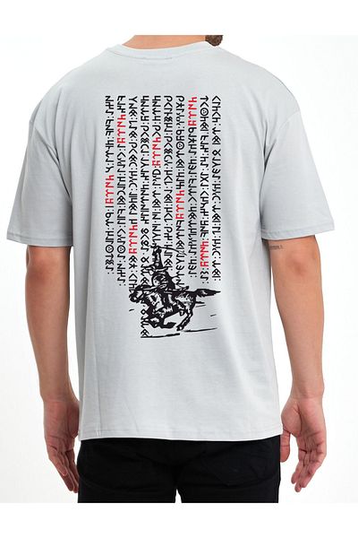 Uniquetex Vek Göktürk Alphabet Special Design Oversize T-shirt Orhun Inscriptions Τουρκική εκτύπωση