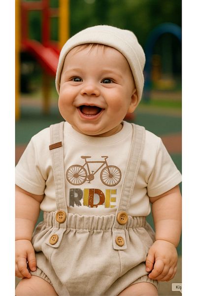 COB Bicycle Printed Baby Boy Salopet Set