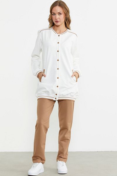 Sementa Color Combination Comfortable Fit Tunic Tracksuit - Camel