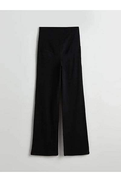 LC Waikiki LCW DREAM Pantaloni negri de pijama de maternitate cu panouri abdominale cu talie elastică