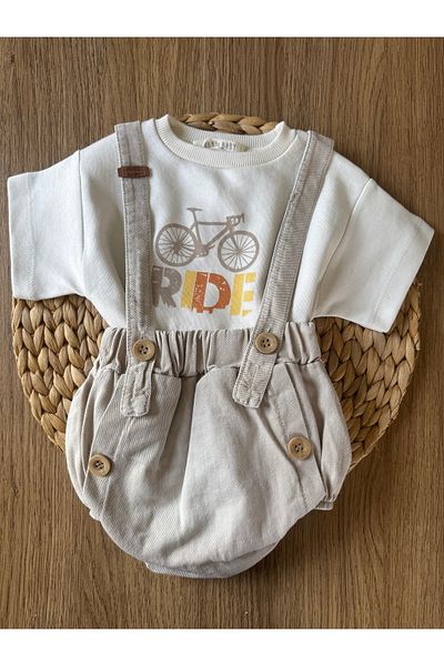 COB Bicycle Printed Baby Boy Salopet Set