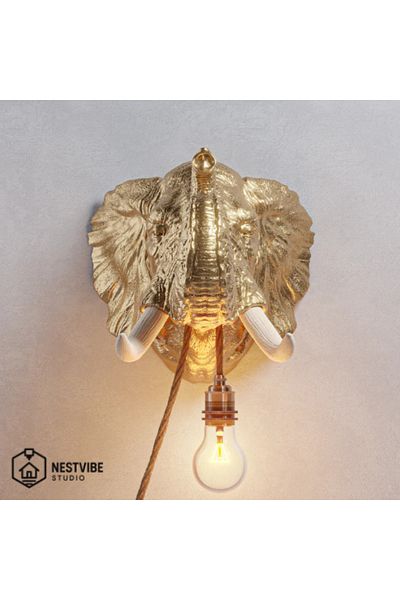 DREAM MODE Elephant Head Decorative Modern Wall Lamp Nestvi̇be Special Series (Rustic Bulb with Gift)