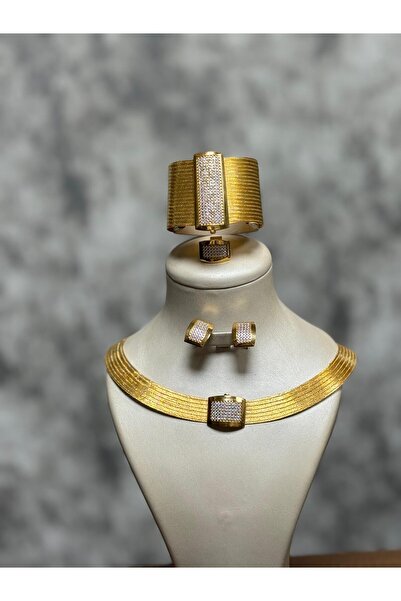 ÇAĞDAŞ GOLD TRB 19-7 Sıra Altın Kaplama Full Taşlı Trabzon Hasır Seti